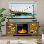PRETZI Fireplace TV Stand with 18" Fireplace Up to 65" TVs, TV Media Console - Image 7