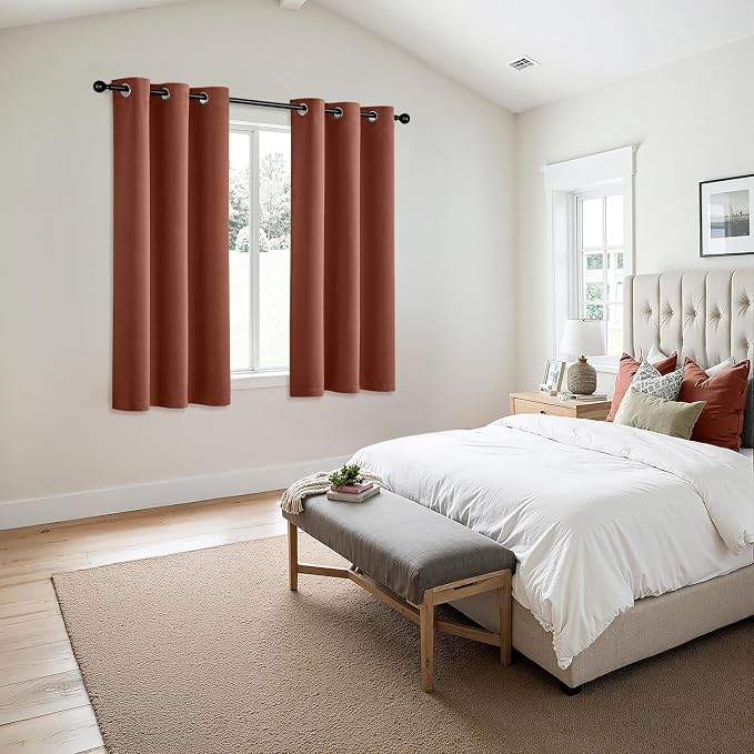 MIULEE Fall Blackout Curtains for Bedroom 2 Panels 40"x63" Long Terracotta | - Image 6