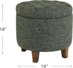 Homepop Home Decor | Upholstered Round Tufted Foot Rest Ottoman | Ottoman - Image 3