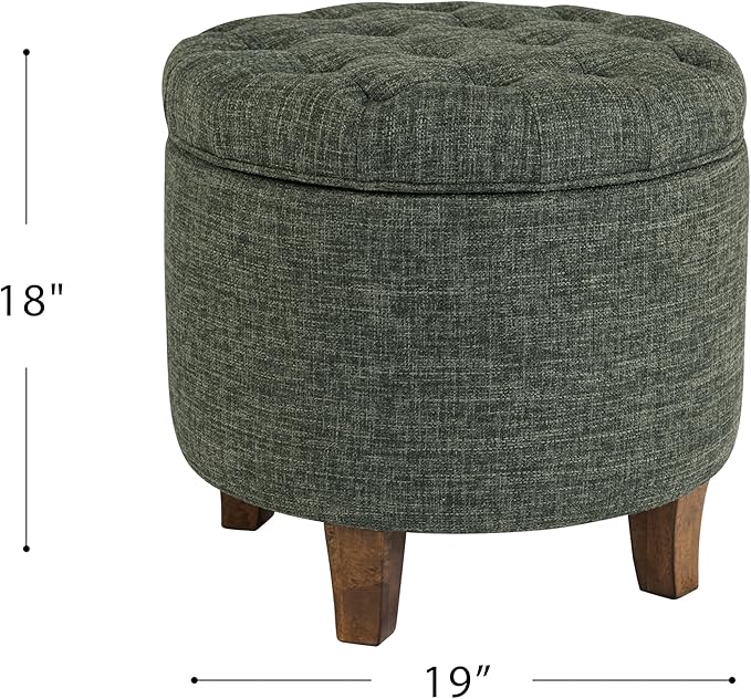 Homepop Home Decor | Upholstered Round Tufted Foot Rest Ottoman | Ottoman - Image 3