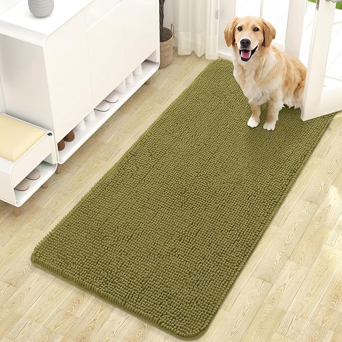 OLANLY Dog Door Mat for Muddy Paws 47x24, Super Absorbent Chenille Mud Mat | by OLANLY