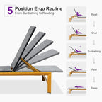 PURPLE LEAF Patio Chaise Lounge French Outdoor Lounger 2 Pieces Wood-Grain - Image 6