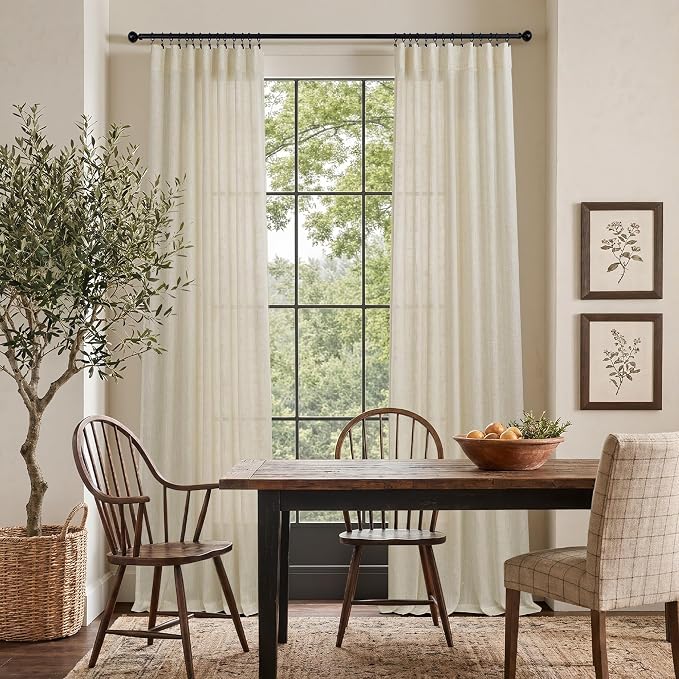 Pitalk 102 Inch Long Linen Curtains 2 Panels - Image 2