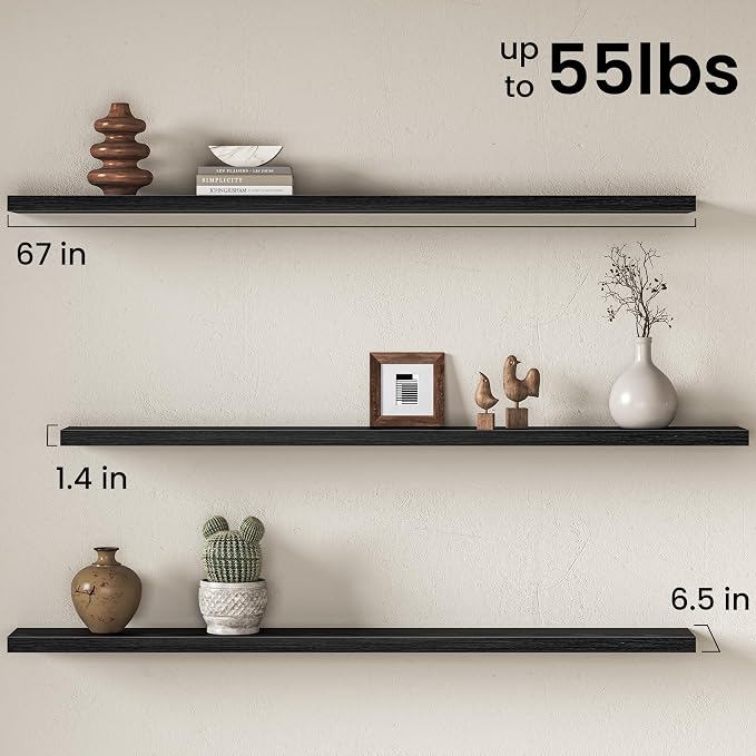 Fun Memories 67 Inch Fireplace Mantel Shelf, Deep Floating Shelves - Image 3