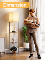 Floor Lamp with Shelves for Living Room Brown, Shelf Floor Lamp with 3 CCT LED - Image 4