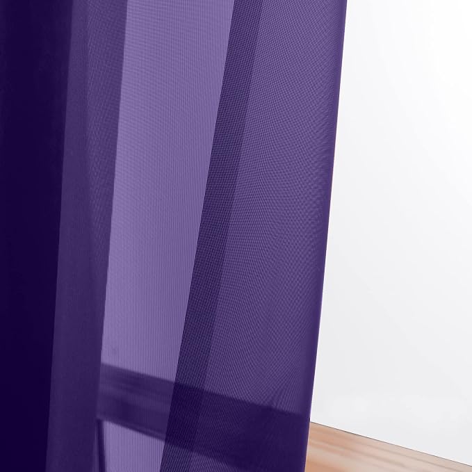 Purple Sheer Curtains 96 Inch Length, Elegant Sheer Curtains - Image 3