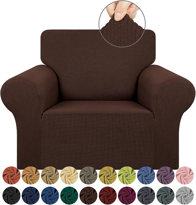 Stretch Chair Sofa Slipcover, Single Couch Cover, Chocolate | 1-Piece Washable by KEKUOU