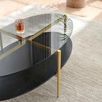 LumFurn Oval Glass Coffee Table, Mid-Century Modern Design, L43 x W22 x H17 inch - Image 7