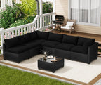 LOUVIXA 7 Piece Outdoor Patio Furniture Set, Outdoor Sectional Sofa, Wicker - Image 7