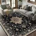 RELEANY Washable Area Rug, Water Repellent, Pet Friendly, Vintage Floral Boho by RELEANY