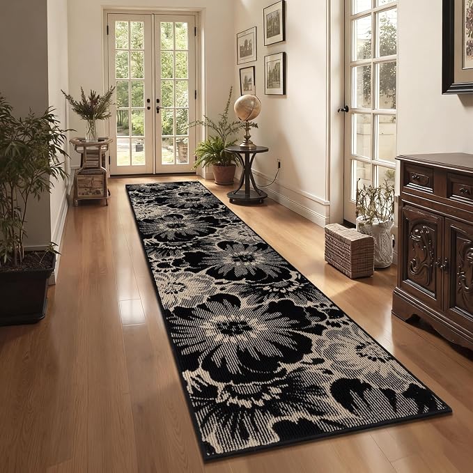 Findosom Hallway Runner Rug 2x10, Non Slip High-Low Textured Floral Washable - Image 8