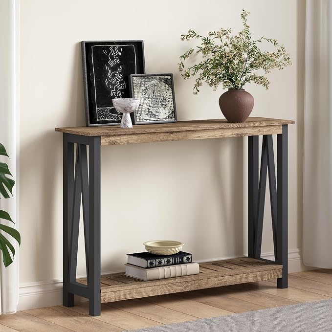 ChooChoo Farmhouse Console Table, Rustic Vintage Narrow Sofa Table - Image 3