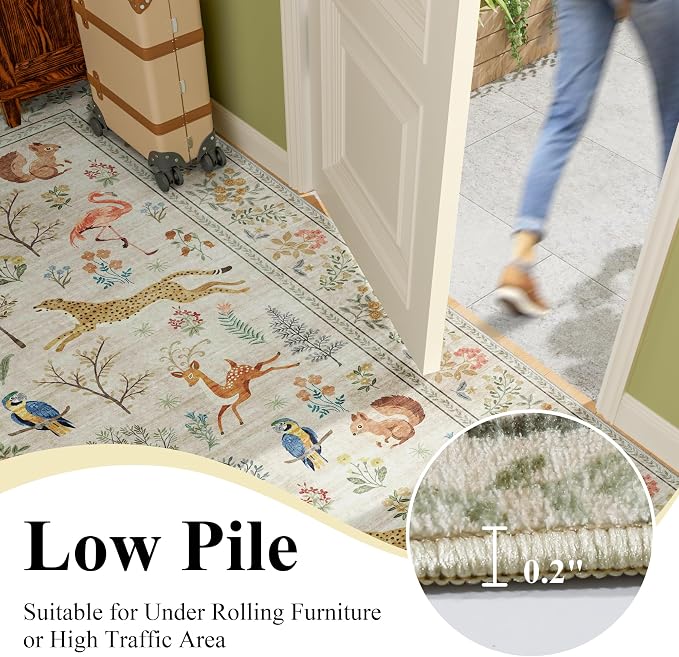 DUKINO 2x8 Washable Runner Rug, Non Slip Animal Kitchen Runner Rug, Low Pile - Image 7