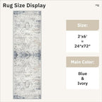 Soalmost Runner Rug 2x6 Washable Kitchen Hallway Runners Blue/Ivory | Non-Slip - Image 5
