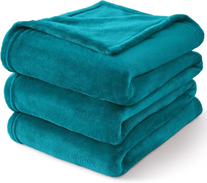 BEDELITE Fleece Blanket Soft Plush Twin Size Blanket Teal Blue 60"x80" | Ultra - Image 9