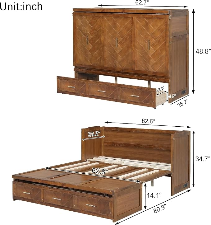 KEIKI Queen Murphy Bed Cabinet - Image 2