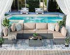 JAMFLY 7-Piece Outdoor Patio Furniture Set, Modular PE Rattan Sectional Sofa - Image 3