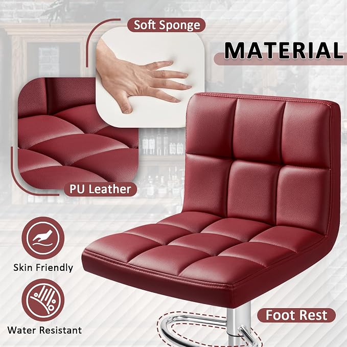 Homall Bar Stools Modern PU Leather Adjustable Swivel Barstools, Armless - Image 4
