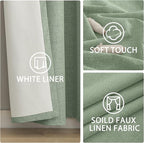 Yakamok 84 Inch Light Sage Green Linen Texture Curtains - Image 6