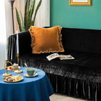 GLORY SEASON Velvet Sofa Cover Soft Decorative Luxurious Solid Exquisite Ruffle - Image 4
