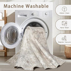 Beige Grey Washable Rugs 9x12 Area Rugs - Image 4