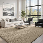 5x8 Fluffy Shag Area Rugs for Living Room Bedroom: Soft Carpet Gray Camel | - Image 3