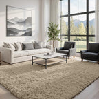 8x10 Fluffy Shag Area Rugs for Living Room Bedroom: Soft Carpet Gray Camel | by CarpetAddColortoYourLife