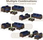 LOUVIXA 7 Piece Outdoor Patio Furniture Set, Rattan Chairs Glass Table Wicker - Image 4