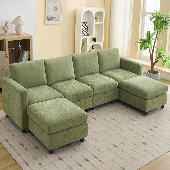WUTUTUEE 107”Modular Sectional Sofa Convertible U Shaped Sofa Couch Set by WUTUTUEE