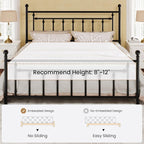 SHA CERLIN 14" King Size Metal Platform Bed Frame/Victorian Headboard and - Image 7