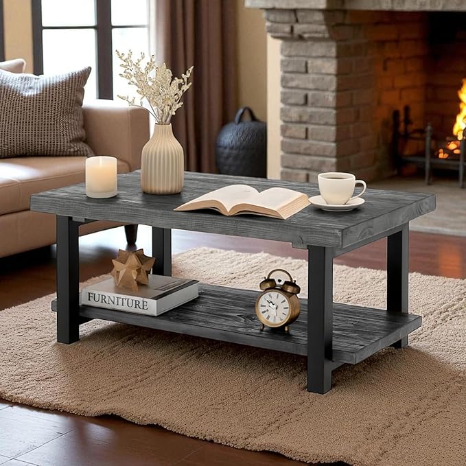 Alaterre Furniture Pomona Living Room 42 Inch Rectangular Solid Wood Coffee - Image 2