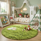 Amdrebio Grass Green Circle Round Fuzzy Area Rug 6Ft - Image 7