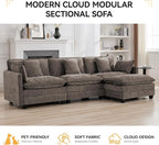 111'' Sectional Cloud Deep Seat Couch, Modern Comfy Chenille L Shaped Sectional - Image 7