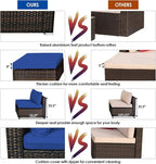 Tangkula 5 Pieces Patio Rattan Furniture Set, Outdoor Sectional Rattan Sofa Set - Image 4