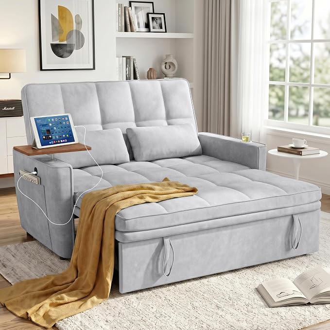 54'' Sleeper Sofa Bed, Convertible Pull Out Couch Futon by tiramisubest
