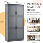 VilroCaz Freestanding Kitchen Pantry Tall Storage Cabinet, Wooden Kitchen - Image 7