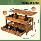 WLIVE Coffee Table, Lift Top Coffee Table - Image 3