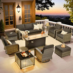ovios 10 Pieces Patio Furniture Set, Outdoor Wicker Sofa Couch by OVIOS