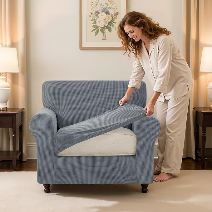 SUBRTEX 3 Pieces Stretch Sofa Slipcover Sets Couch Cover Sets Backrest Cushion - Image 4