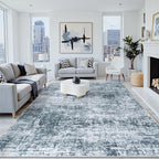 9x12 Area Rug for Living Room Bedroom: Non-Slip Modern Light Slate Blue | by Oriannal