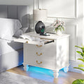 25.6'' Wide Bedside Table with 3 Drawers & Pull-out Tray, Smart Night Stand by FREDEES