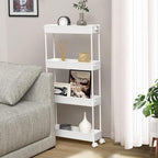 SPACELEAD 2-piece Set Slim Storage Cart 3 Tier, Bathroom Organizer Rolling - Image 4
