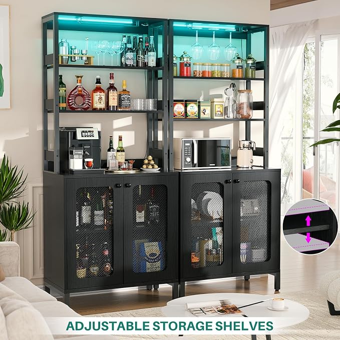 Aheaplus Bar Cabinet with Power Outlets, Coffee Bars Station - Image 5