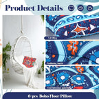 Menkxi 6 Pcs Bohemian Floor Pillows Seating 15 Inch Boho Floor Cushions Sitting - Image 3