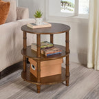 3-Tier Solid Wood Round End Table, Sofa Side Table - Image 3