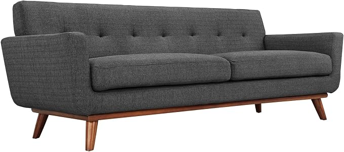 Modway Engage Mid-Century Modern Upholstered Fabric Sofa in Gray - Image 4