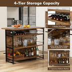 PETSITE Industrial Home Bar Unit, Stationary Kitchen Island w/ 4-Tier Storage - Image 5