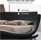 SHA CERLIN Full Size Upholstered Bed Frame, Deluxe Low Profile Sleigh Bed - Image 4