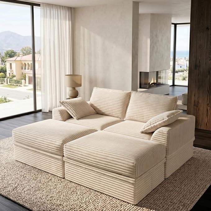 Upgrade Boneless Couch with Storage, Extra Deep&High Seat Modular Sectional by Unknown
