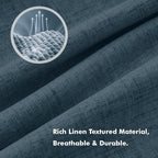 MIULEE 100% Blackout Linen Curtains 42 x 63 Inch Navy Blue 2 Panels | Thermal - Image 3